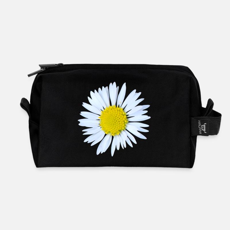 Gänseblümchen - Recycelte Kulturtasche - Schwarz