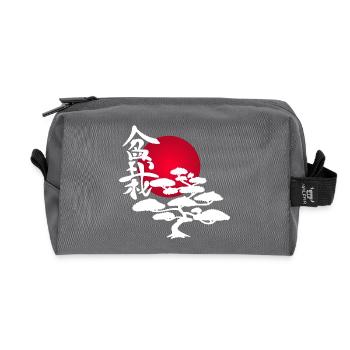 White tree and red sun - Recycled Toiletry Zip Bag - anthracite - Front
