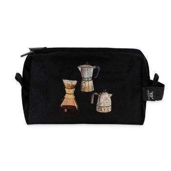 3x coffee pots coffee Elexier of life - Recycled Toiletry Zip Bag - black - Front