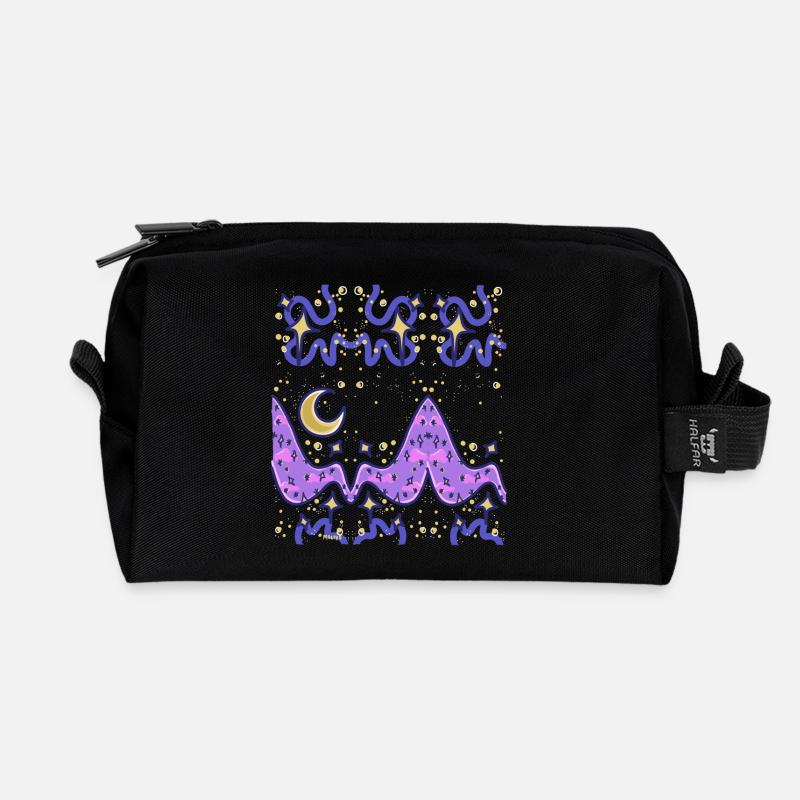 Funky Night Sky - Recycled Toiletry Zip Bag - black