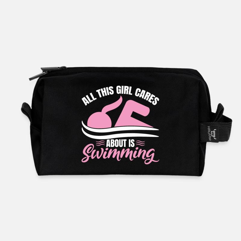 Schwimmer Mädchen - Recycelte Kulturtasche - Schwarz