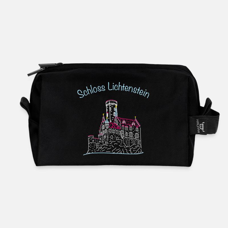 Schloss Lichtenstein, Märchenschloss, Deutschland - Recycelte Kulturtasche - Schwarz