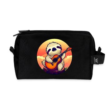 Sloth guitarist at sunset - Relaxed - Recycled Toiletry Zip Bag - black - Front