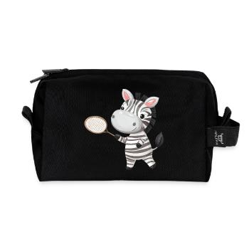 Zebra spielt Tennis und Badminton, Sportliches Tie - Recycelte Kulturtasche - Schwarz - Vorne