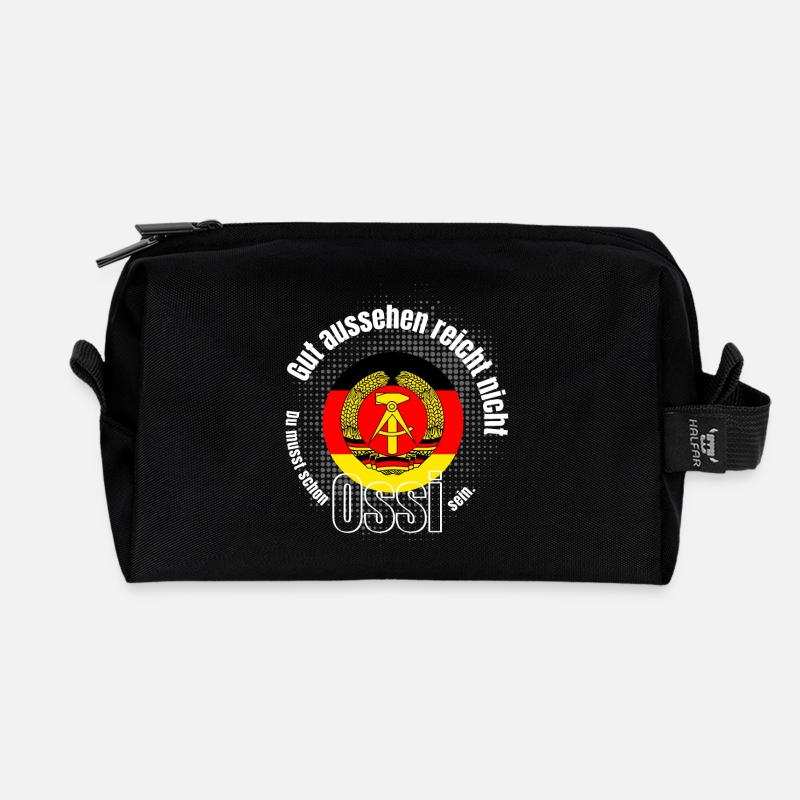 ossi spruch humor ostdeutsch DDR ego flagge emblem - Recycelte Kulturtasche - Schwarz