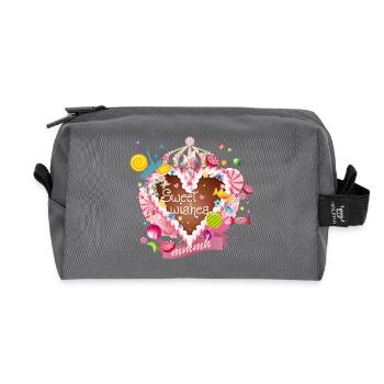 Gingerbread heart with icing wishes and crown - Recycled Toiletry Zip Bag - anthracite - Front