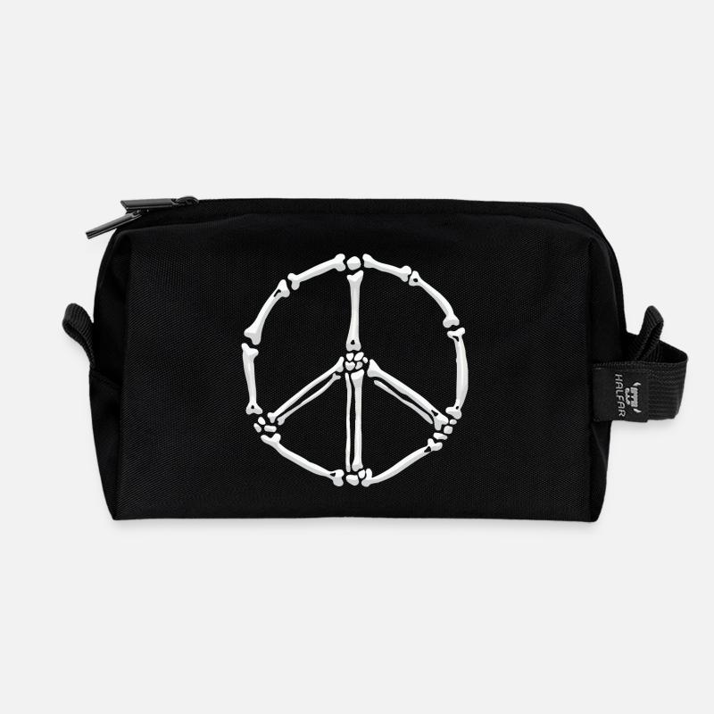 Knochenfriedenszeichen - Recycelte Kulturtasche - Schwarz