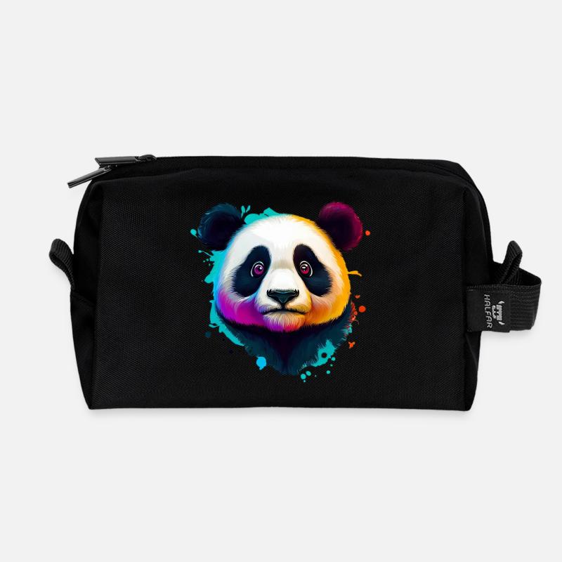 Panda - Recycelte Kulturtasche - Schwarz