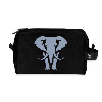 Elephant Silhouette White Logo - Recycled Toiletry Zip Bag - black - Front