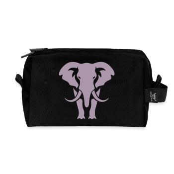Elephant Silhouette White Logo - Recycled Toiletry Zip Bag - black - Front