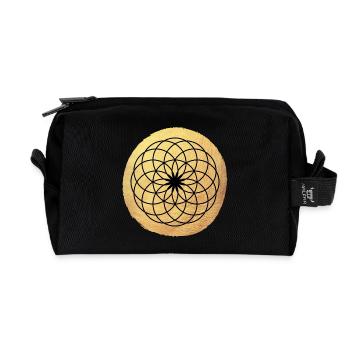Yoga Kreis Ornament Meditation Gold om Namaste - Recycelte Kulturtasche - Schwarz - Vorne