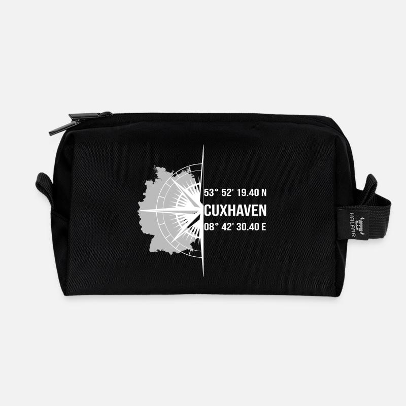 Koordinaten Cuxhaven - Recycelte Kulturtasche - Schwarz