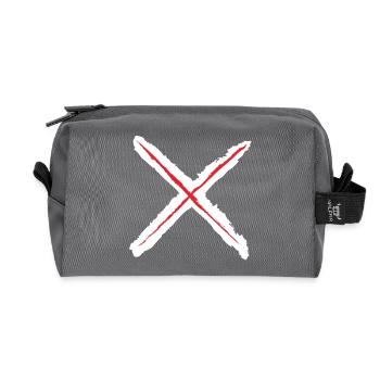 Red X - St. Andrew's Cross Grunge Style red on white - Recycled Toiletry Zip Bag - anthracite - Front
