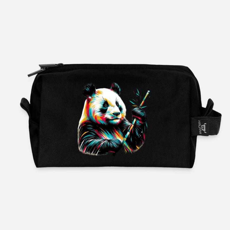 Panda - Recycelte Kulturtasche - Schwarz