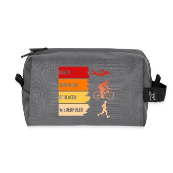 Essen, Triathlon, Schlafen, Wiederholen - Recycelte Kulturtasche - Anthrazit - Vorne