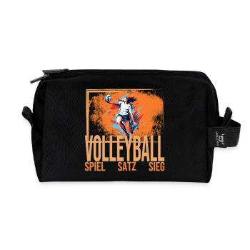 Spiel - Satz - Sieg - Volleyball - Recycelte Kulturtasche - Schwarz - Vorne