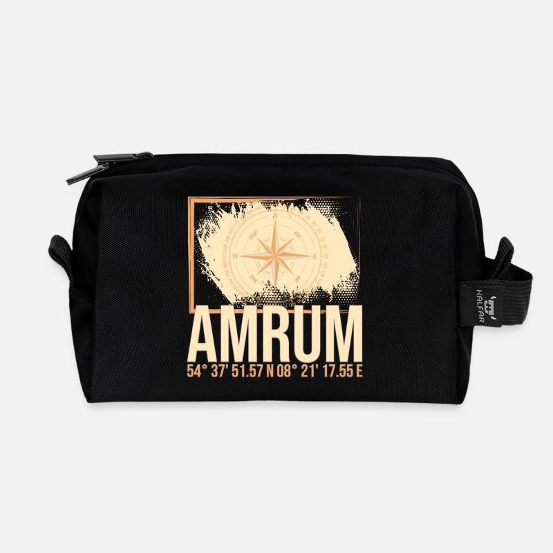 Amrum Koordinaten - Recycelte Kulturtasche - Schwarz