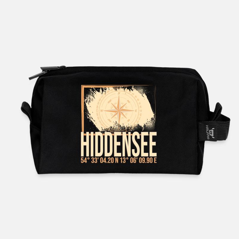 Hiddensee Koordinaten - Recycelte Kulturtasche - Schwarz