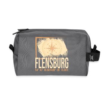 Flensburg Koordinaten - Recycelte Kulturtasche - Anthrazit - Vorne
