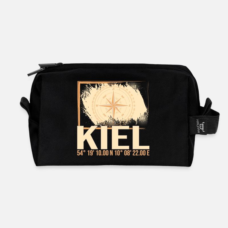 Kiel Koordinaten - Recycelte Kulturtasche - Schwarz