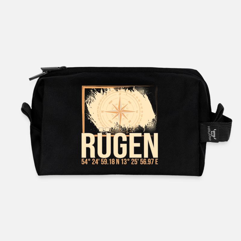 Rügen Koordinaten - Recycelte Kulturtasche - Schwarz
