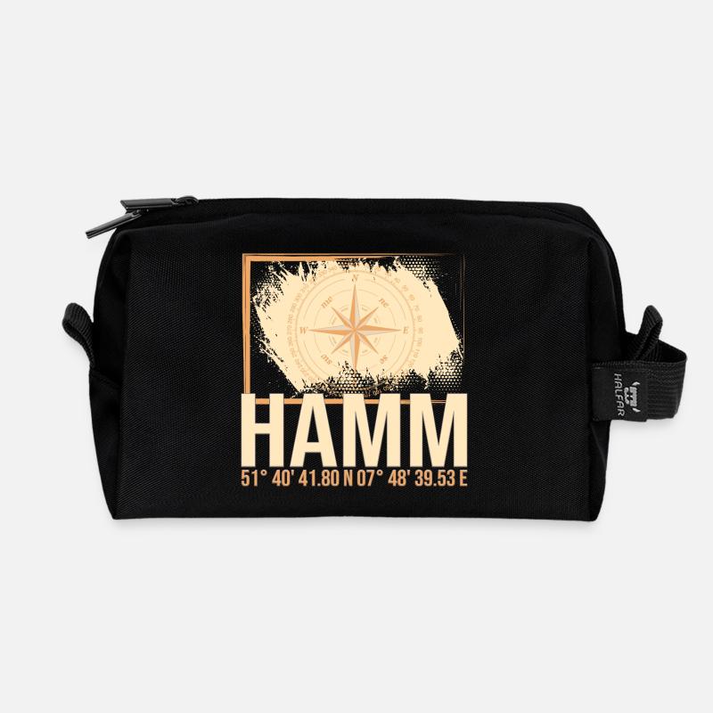 Hamm Koordinaten - Recycelte Kulturtasche - Schwarz