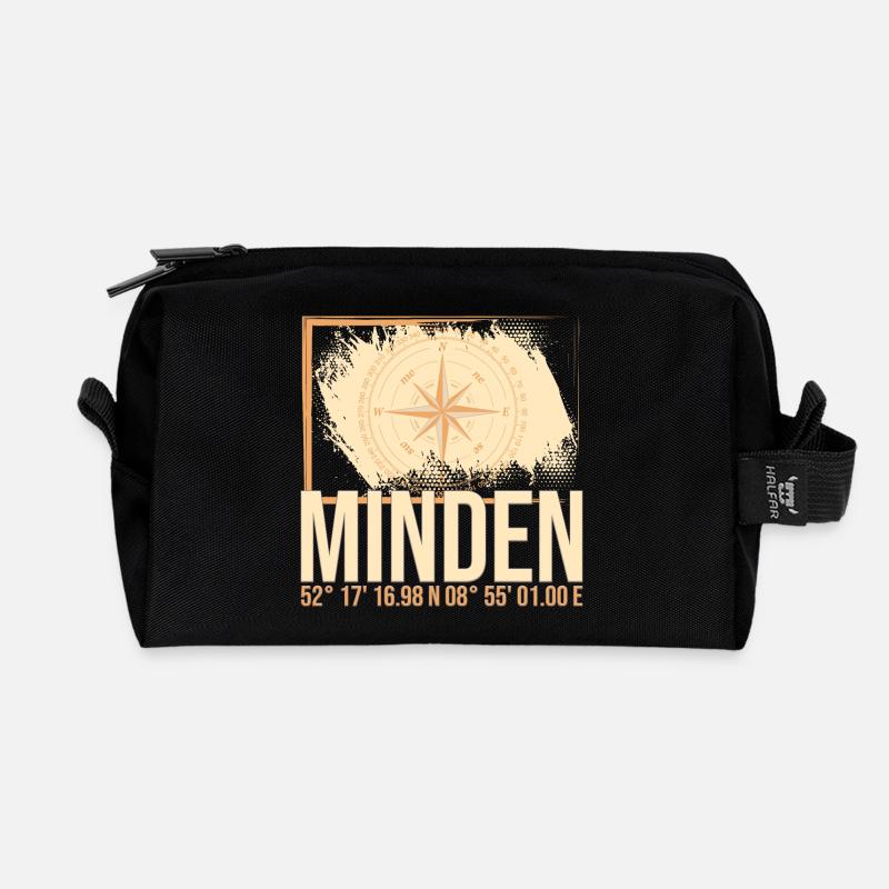 Minden Koordinaten - Recycelte Kulturtasche - Schwarz