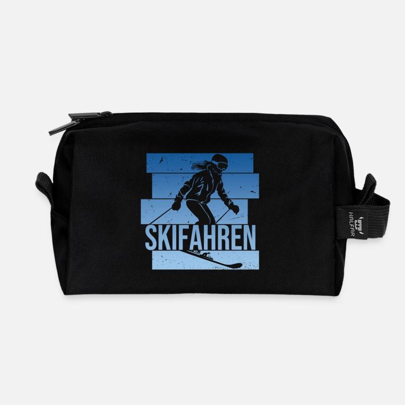 Skifahren - Recycelte Kulturtasche - Schwarz