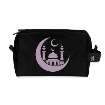 Silhouette de mosquée avec croissant de lune : Art islamique - Trousse de toilette en tissu recyclé - noir - Devant