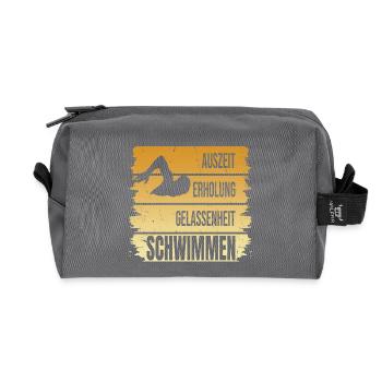 Auszeit - Erholung - Gelassenheit - Schwimmen - Recycelte Kulturtasche - Anthrazit - Vorne