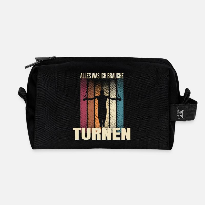Alles was ich brauche Turnen - Recycelte Kulturtasche - Schwarz