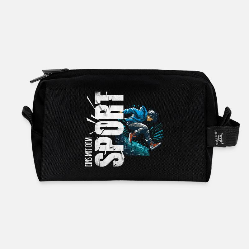 Eins mit dem Sport - Parkour - Recycelte Kulturtasche - Schwarz