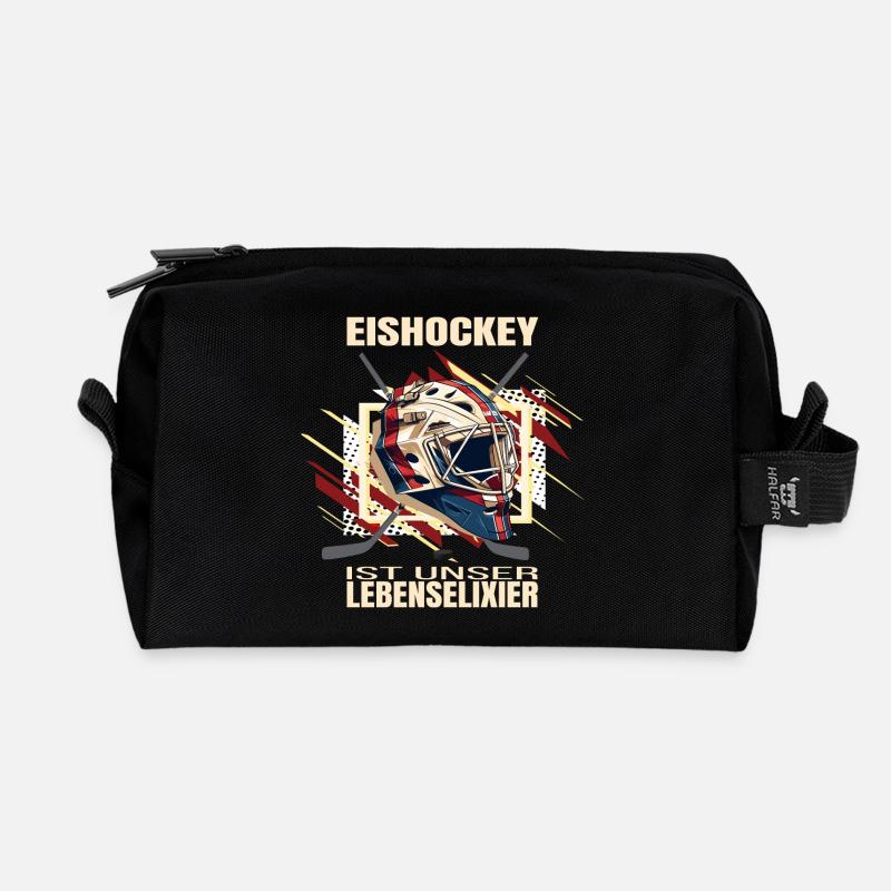 Eishockey ist unser Lebenselixier - Recycelte Kulturtasche - Schwarz