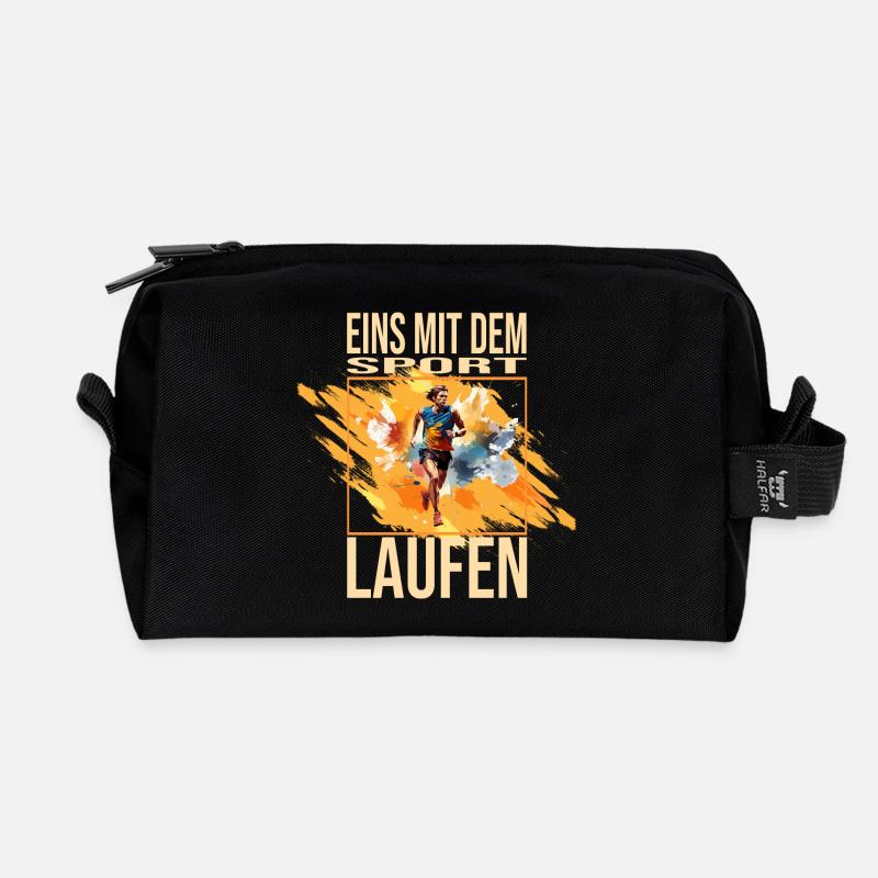Eins mit dem Sport - Laufen - Recycelte Kulturtasche - Schwarz