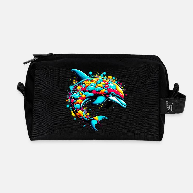 Delfin - Recycelte Kulturtasche - Schwarz