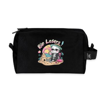 Drôle de squelette sur la plage – RIP Losers Design - Trousse de toilette en tissu recyclé - noir - Devant