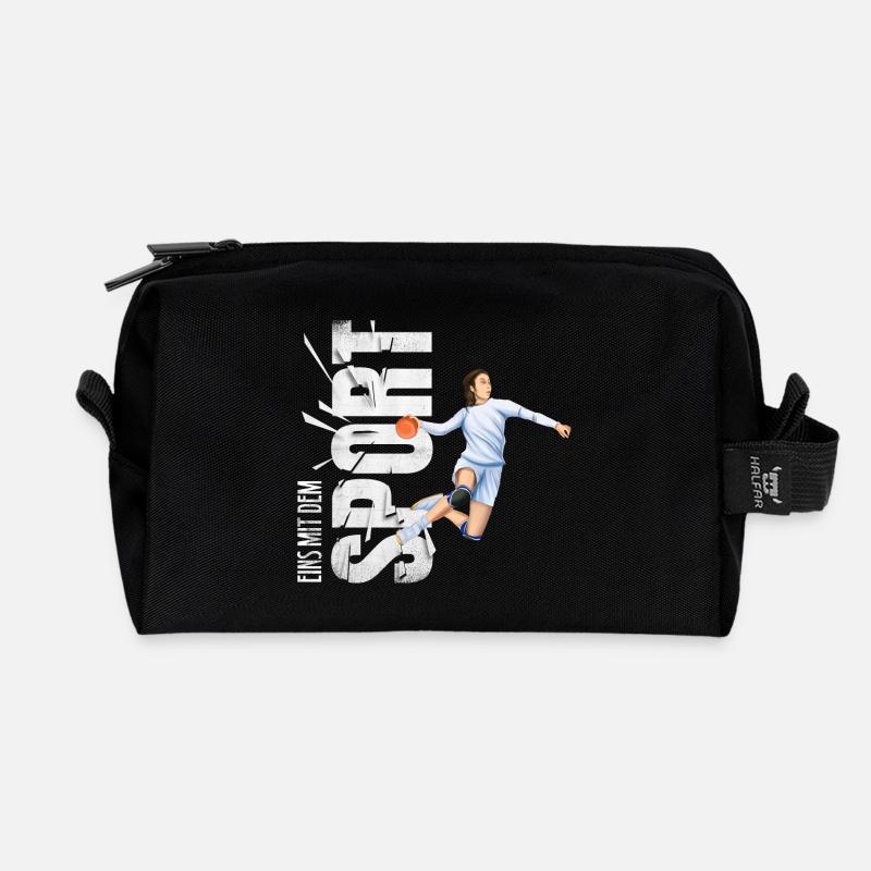 Eins mit dem Sport - Handball - Recycelte Kulturtasche - Schwarz