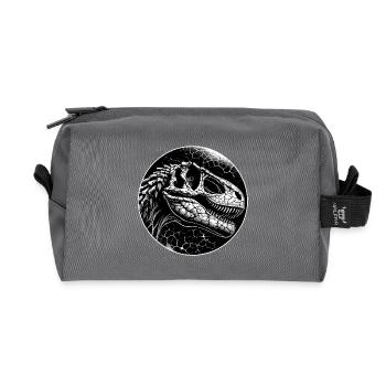 Schwarz-weißes Dinosaurierskeletts für Dino Fans - Recycelte Kulturtasche - Anthrazit - Vorne