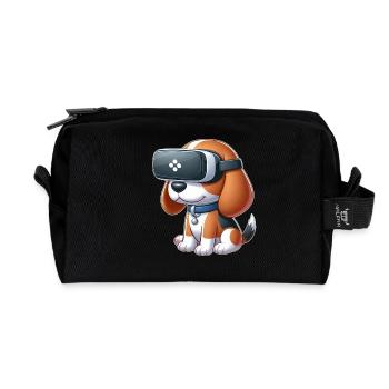 Beagle Dog VR Gamer Gaming Science Fiction - Recycled Toiletry Zip Bag - black - Front
