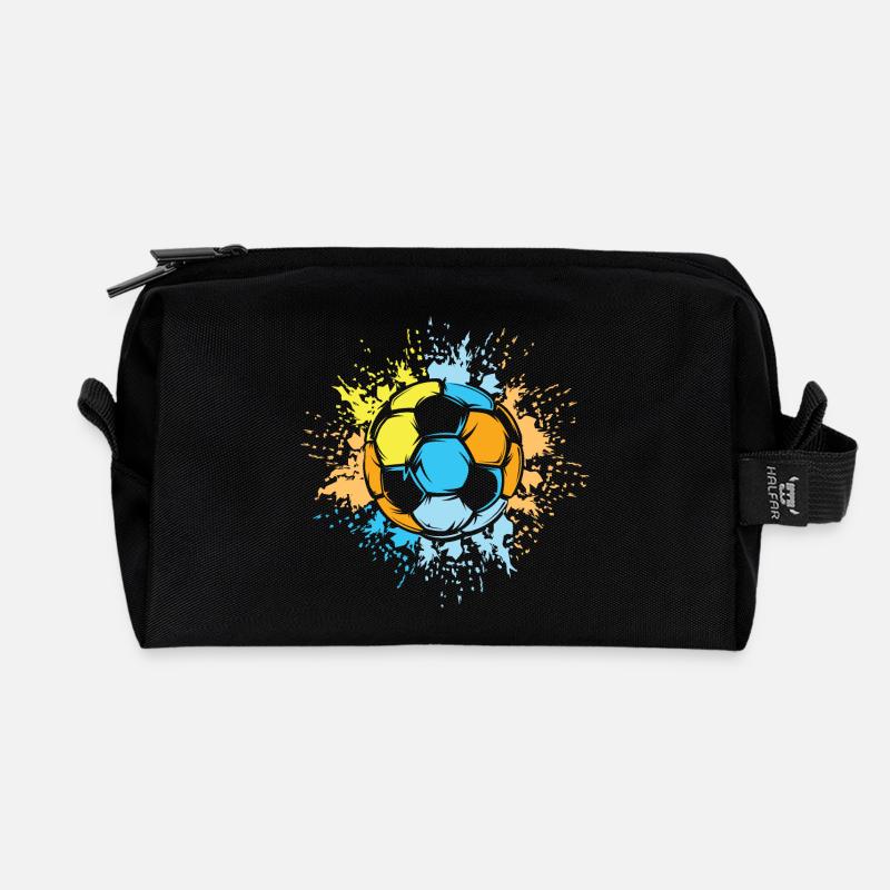 Fußball Sonne Farben Farbexplosion Ball Mannschaft - Recycelte Kulturtasche - Schwarz