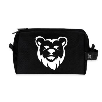 Bear Illustration Comic Cartoon Bears Logo Graphic - Recycled Toiletry Zip Bag - black - Front