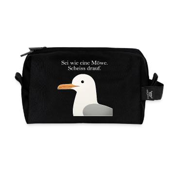 Seagull Saying Funny Be Like a Seagull Humor - Recycled Toiletry Zip Bag - black - Front