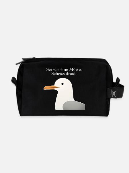 Möwe Spruch Lustig Sei wie eine Möwe Humor - Recycelte Kulturtasche - Schwarz
