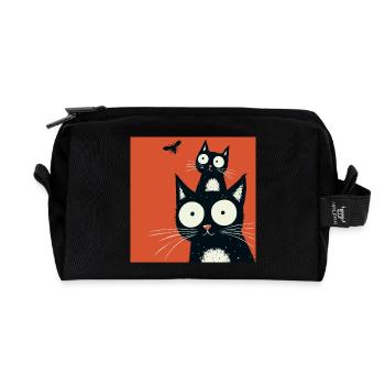 Neugierige Katzenfreunde - Recycelte Kulturtasche - Schwarz - Vorne