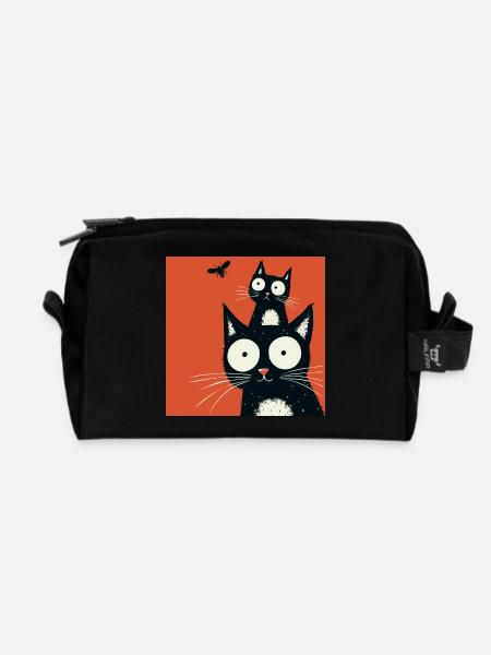Curious cat friends - Recycled Toiletry Zip Bag - black