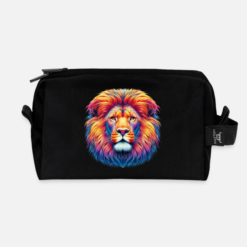 Löwe - Recycelte Kulturtasche - Schwarz