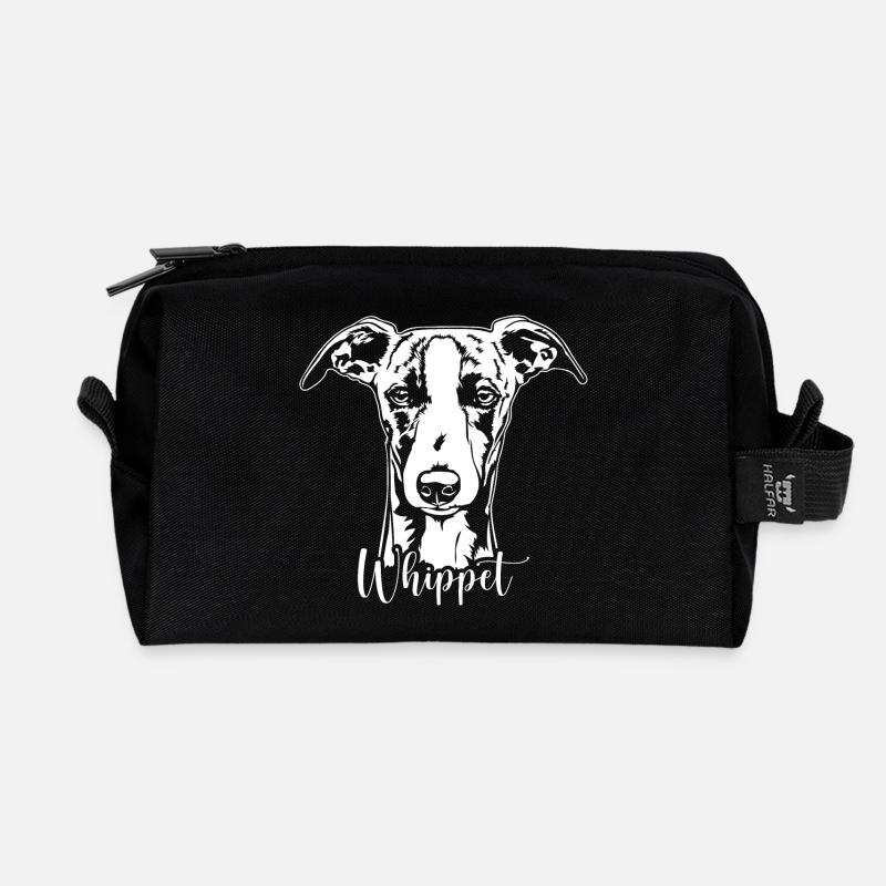 Whippet Portrait Hund Hunde Windhunde Wilsigns - Recycelte Kulturtasche - Schwarz