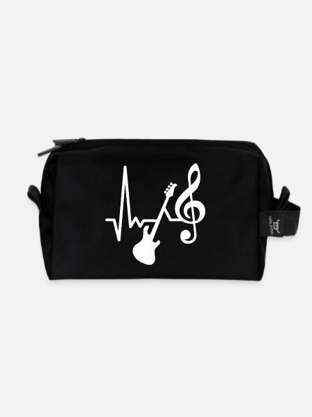 Basse électrique - Heartbeat - J’adore jouer de la basse - Trousse de toilette en tissu recyclé - noir