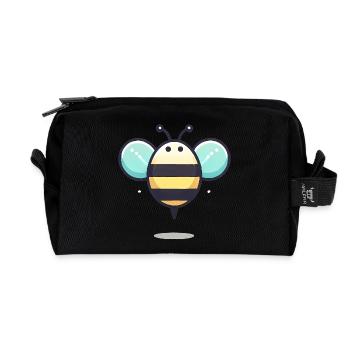 Illustration d’abeille mignonne minimaliste - Trousse de toilette en tissu recyclé - noir - Devant