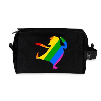 Regenbogen Pinguin macht Karate - Recycelte Kulturtasche - Schwarz - Vorne